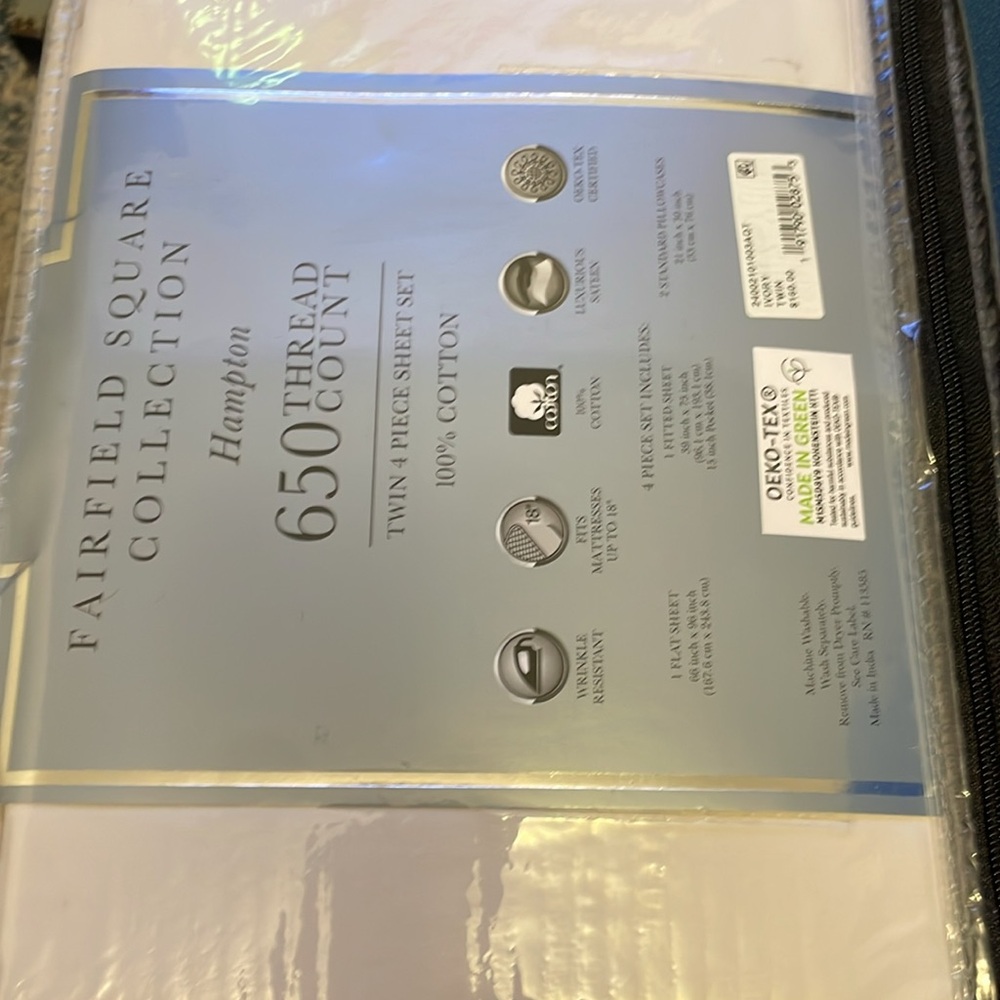 Fairfield Square Collection Hampton 650 Thread Count 4PC TWIN Size - Picture 2 of 4